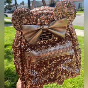 Loungefly Disney Parks Minnie Mouse Sequin Loungefly Mini Backpack